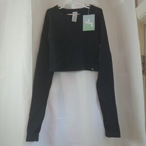 XS Women's Seamless Crop Long Sleeve Top - JoyLab™, Black